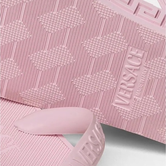 VERSACE Pink Grecian Medusa Logo Platform Beachy Pool Sandals Slides 6 35 36 - Picture 3 of 14